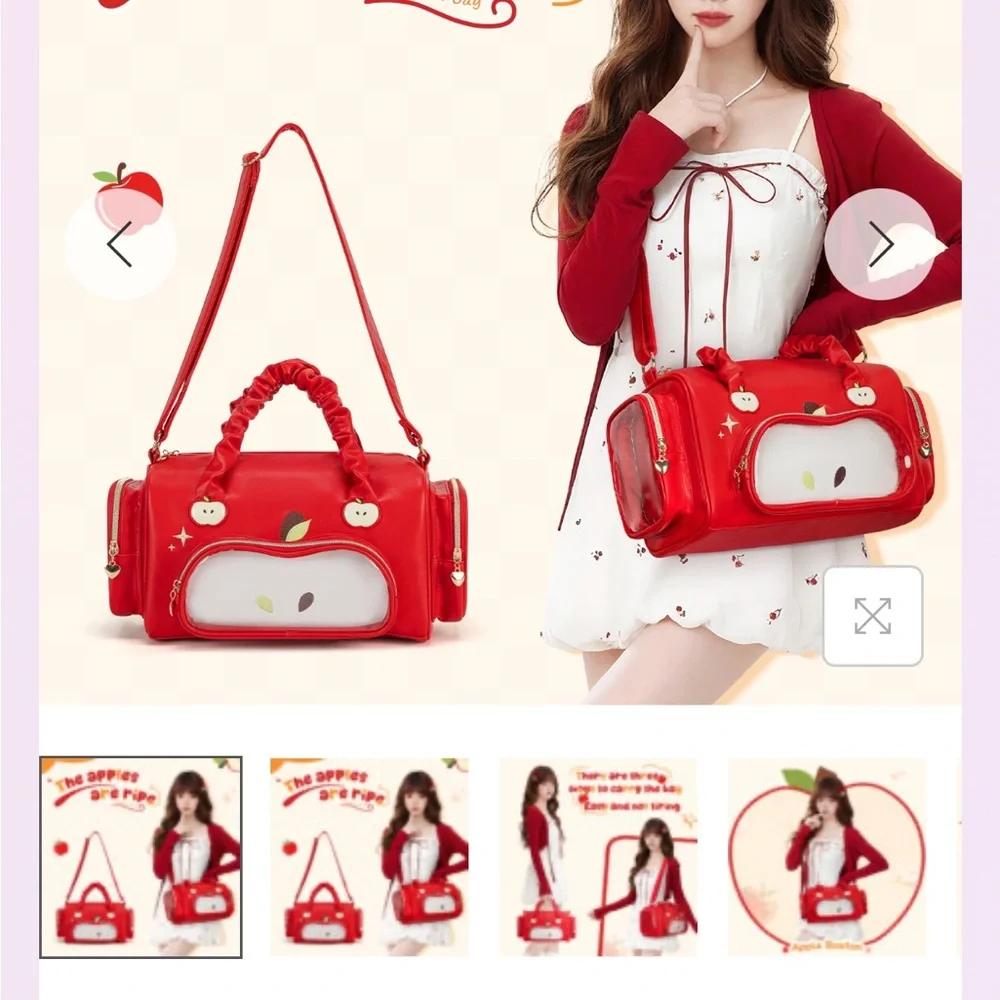 Boston Bag Red Apple Ita Bag -Show Off Your Kawaii Pins by The Junco